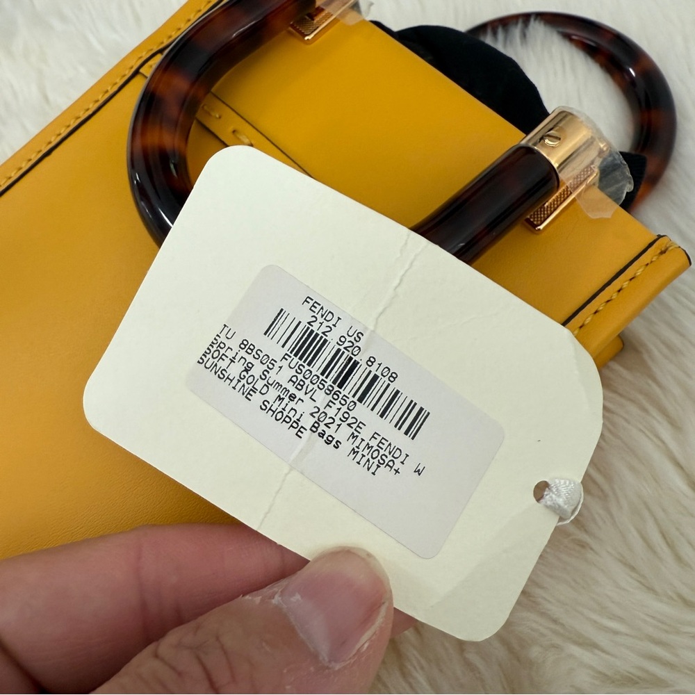 Fendi Yellow Mini Sunshine Shopper Shoulder Bag new with tags - Picture 10 of 11